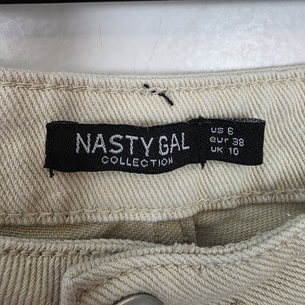 Nasty Gal Cream Tapered Straight Grunge High Waisted Front Seams Jeans Size 6 View 3